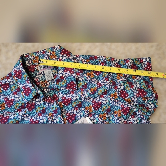 Wrangler NWT Wrancher Shirt XL Floral Print Short Sleeve Pearl Snaps Western - Picture 6 of 8